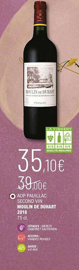 aop pauillac second vin moulin de duhart 2018