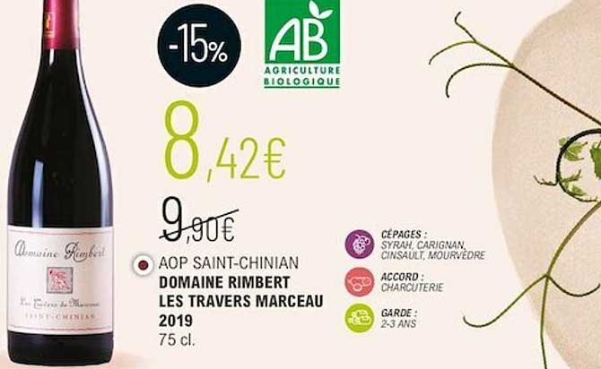 aop saint-chinian domaine rimbert les travers marceau 2019