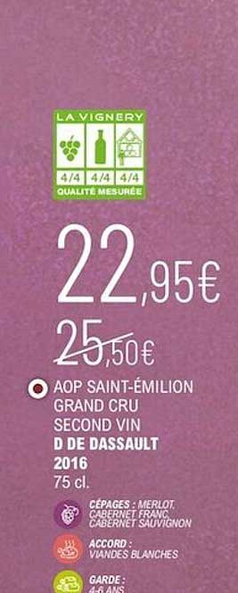 aop saint-émilion grand cru second vin d de dassault 2016