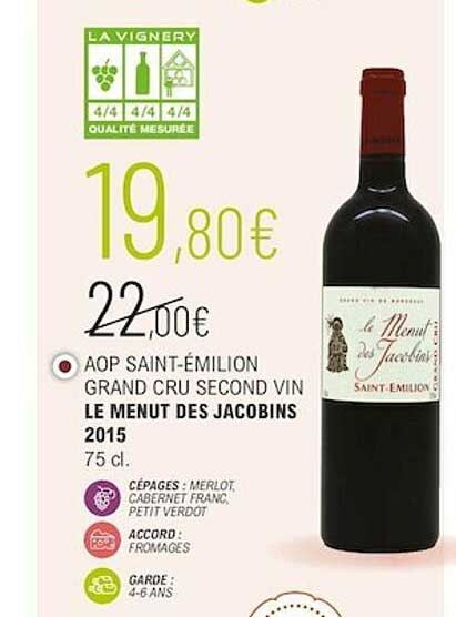 aop saint-émilion grand cru second vin le menut des jacobins 2015