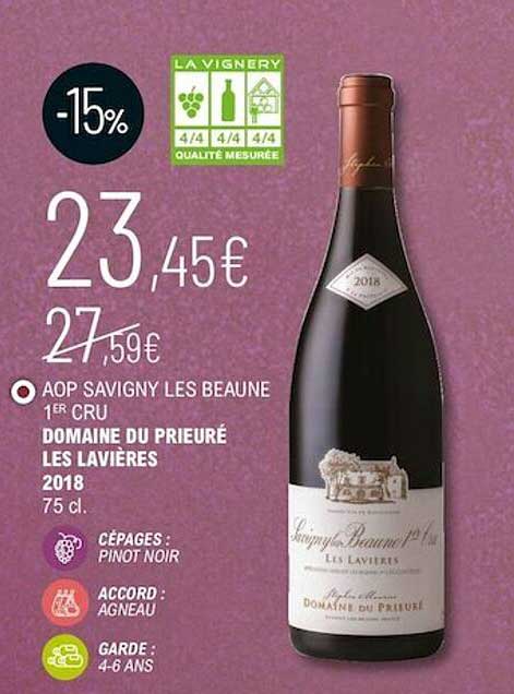 aop savigny les beaune 1er cru domaine du prieuré les lavières 2018