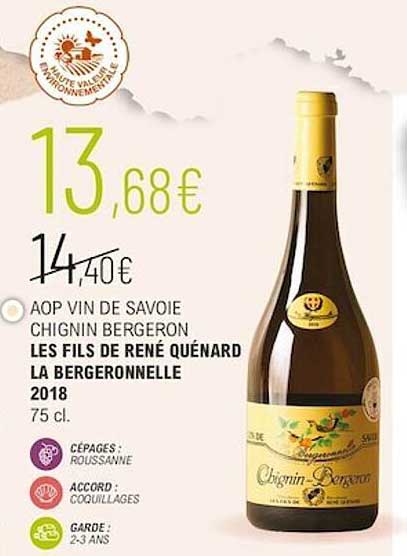 aop vin de savoie chignin bergeron les fils de rené quénard la bergeronnell 2018