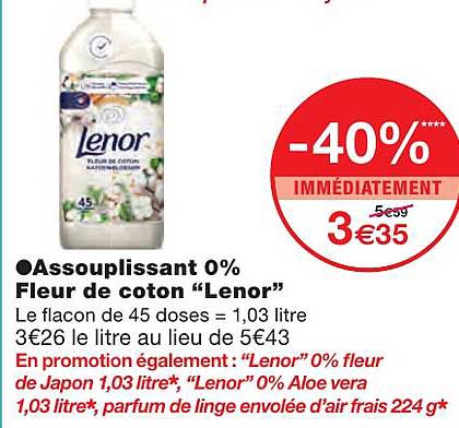 Assouplissant 0% Fleur De Coton "lenor"