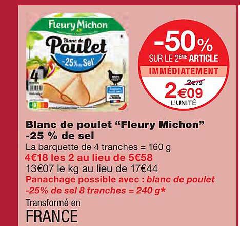 blanc de poulet "fleury michon" -25% de sel