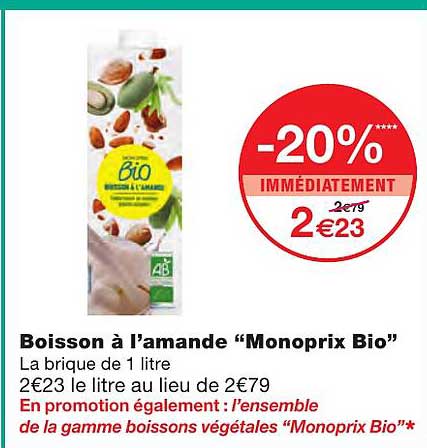 boisson à l'amande "monoprix bio"