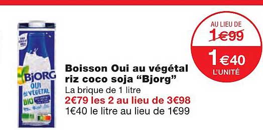 boisson oui au végétal riz coco soja "bjorg"