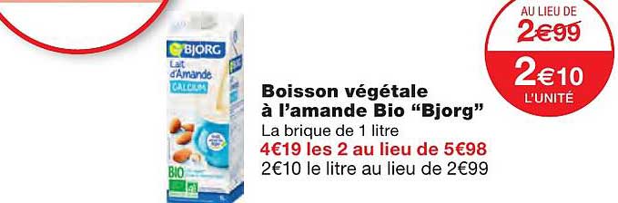 boisson végétale à l'amande bio "bjorg"