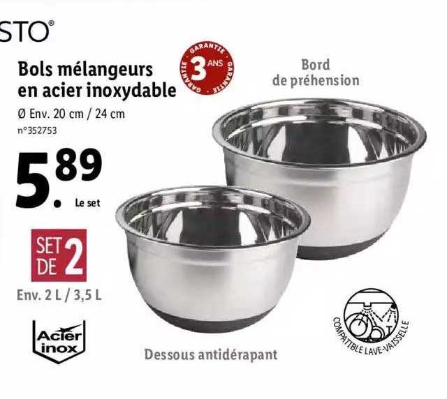 bols mélangeurs en acier inoxydable