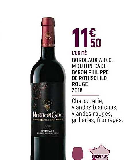 bordeaux a.o.c. mouton cadet baron philippe de rothschild rouge 2018