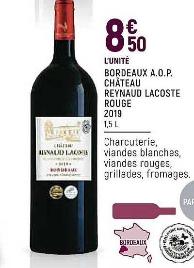 bordeaux a.o.p. châteu reynaud lacoste rouge 2019
