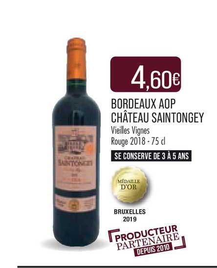 bordeaux aop château saintongey vieilles vignes rouge 2018