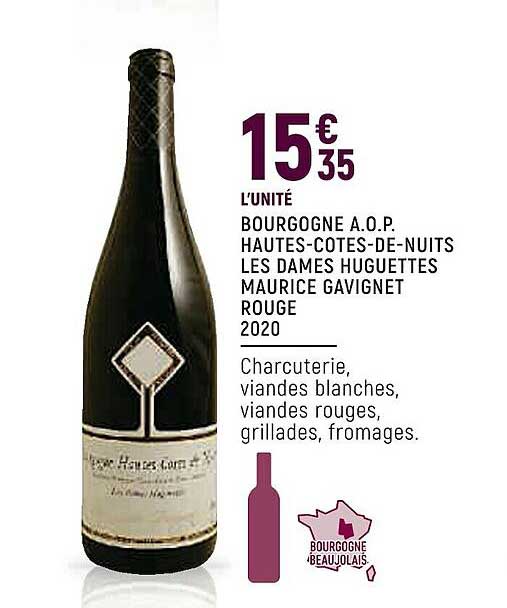 bourgogne a.o.p. hautes-côtes-de nuits les dames huguettes maurice gavignet rouge 2020