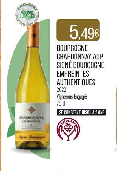 bourgogne chardonnay aop signé bourgogne empreintes authentiques 2020