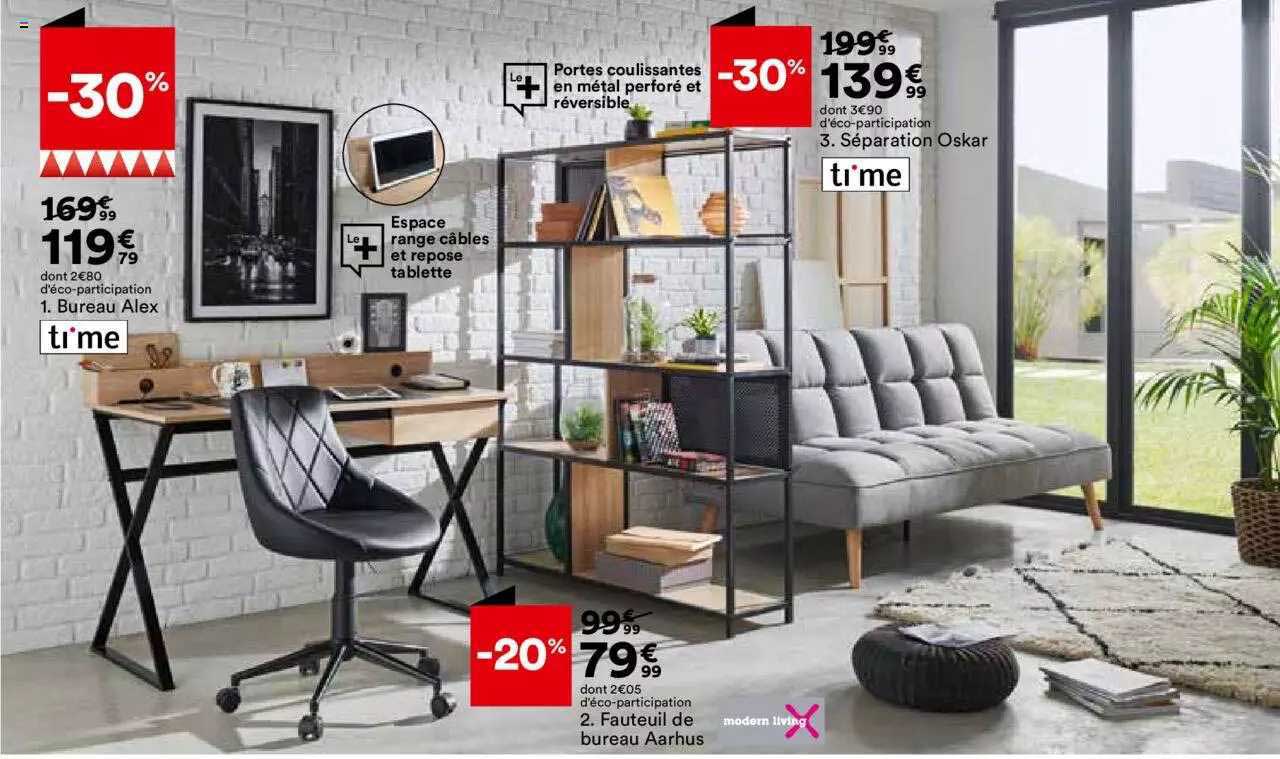 Bureau Alex Time, Fauteuil De Bureau Aarhus Modern Living, Séparation Oskar Time