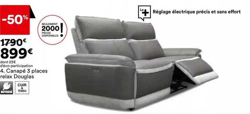 canapé 3 places relax douglas