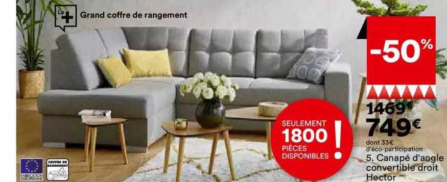 canapé d'angle convertible droite hector