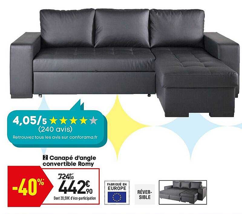 Canapé D'angle Convertible Romy