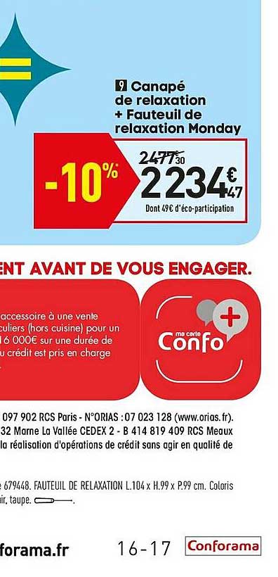 canapé de relaxation + fauteuil de relaxation monday