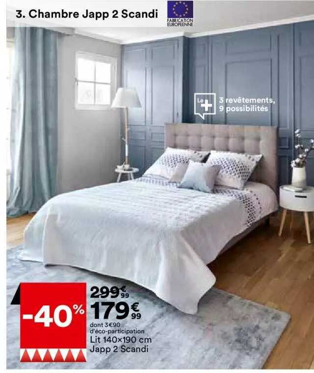 chambre japp 2 scandi : lit 140 x 190 cm japp 2 scandi