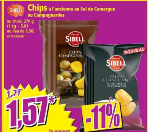 chips à l'ancienne au sel de camargue ou campagnardes sibell