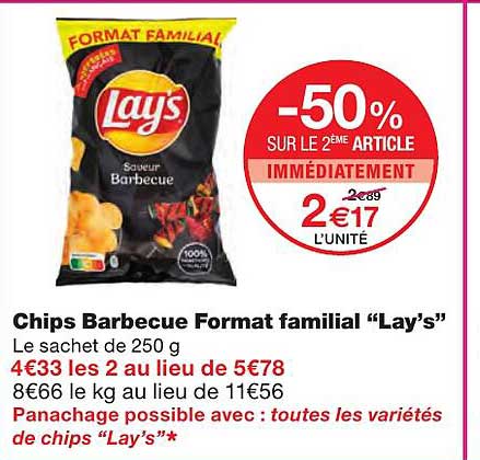 chips barbecue format familial "lay's"