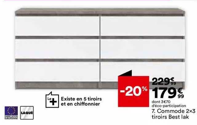 commode 2 x 3 tiroirs best lak