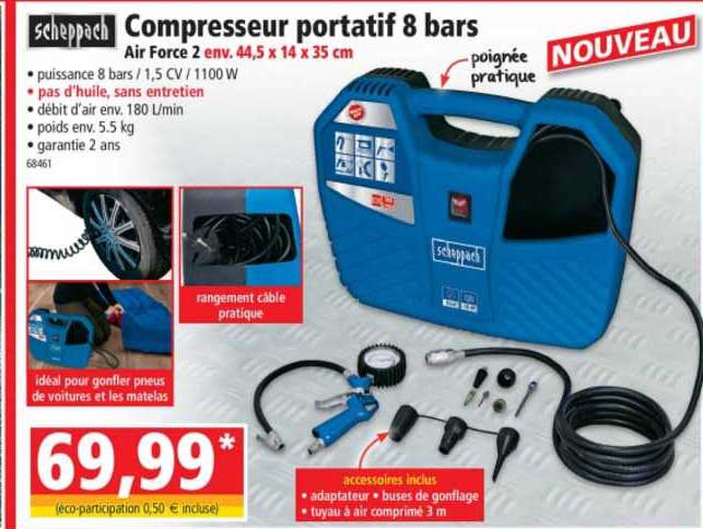 compresseur portatif 8 bars scheppach