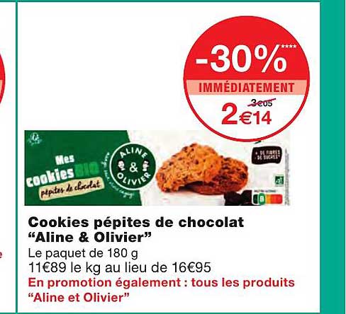 Cookies Pépites De Chocolat "aline & Olivier"