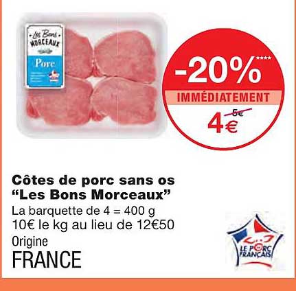 côtes de porc sans os "les bons morceaux"
