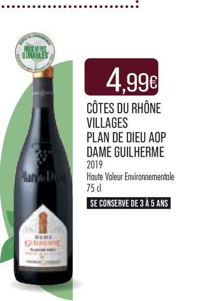 côtes du rhône villages plan de dieu aop dame guilherme 2019