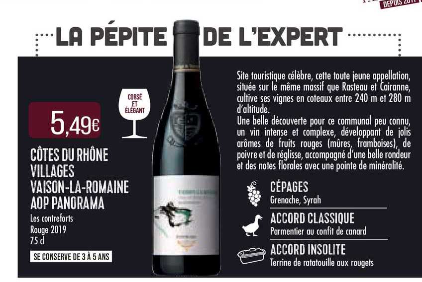 côtes du rhône villages vaison-la-romaine aop panorama les contreforts rouge 2019