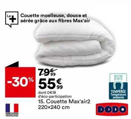 couette max'air2 220 x 240 cm dodo