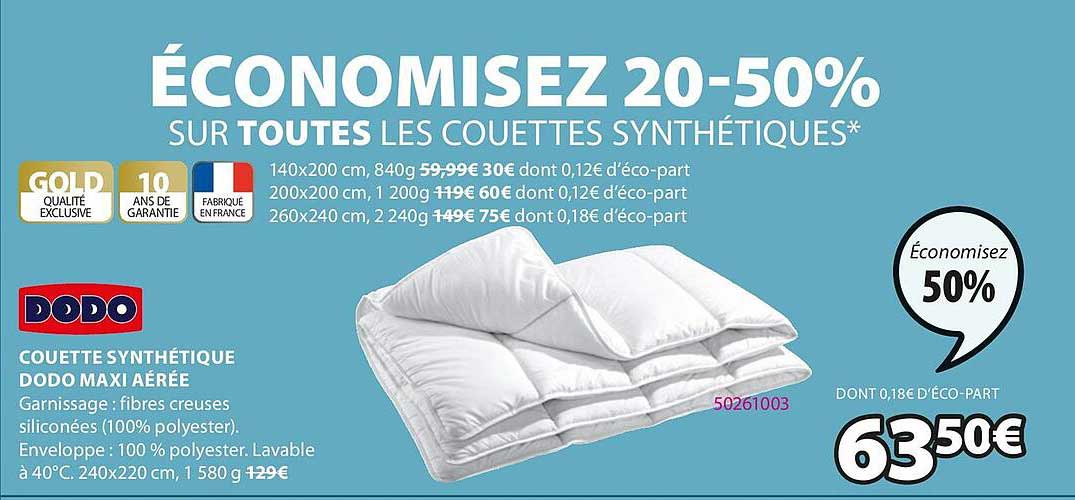 couettes synthétique dodo maxi aérée
