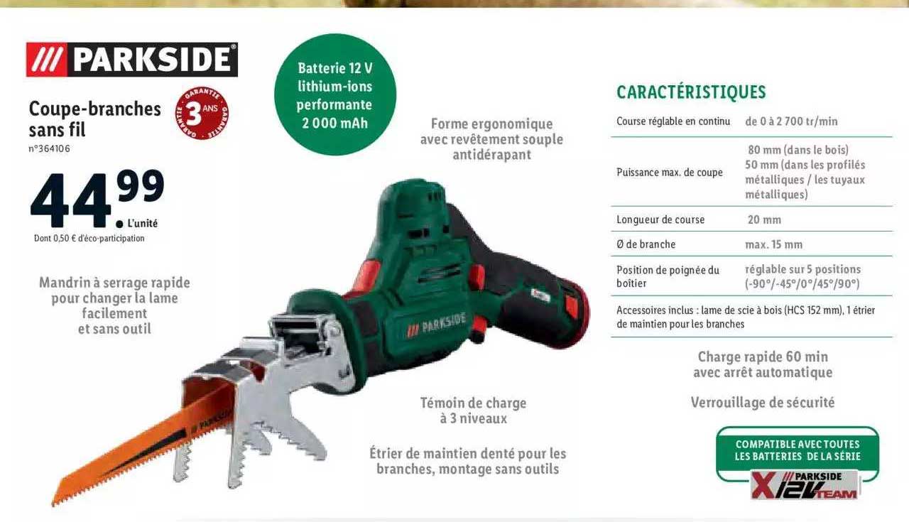 coupe-branches sans fil parkside