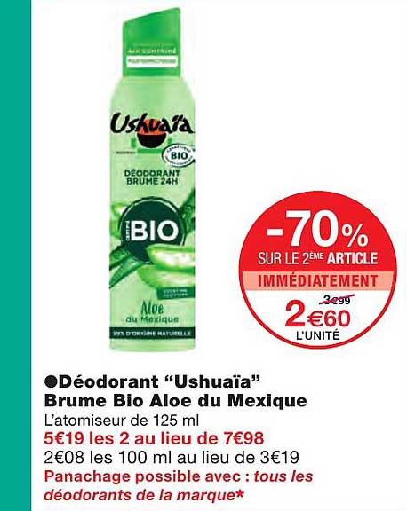 Déodorant "ushuaïa" Brume Bio Aloé Du Mexique