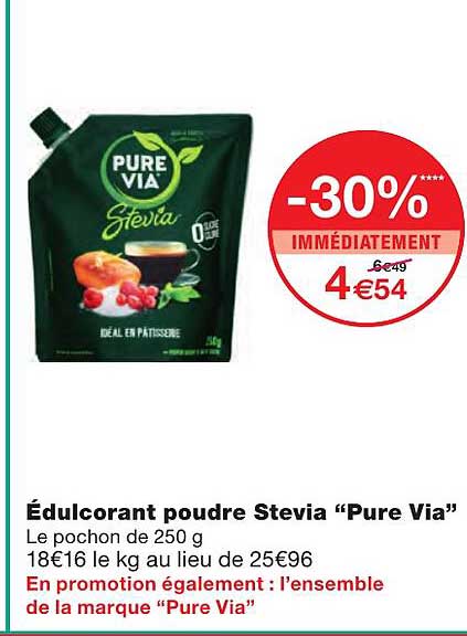 édulcorant poudre stevia "pure via"