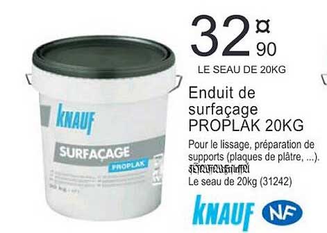 enduit de surfaçage proplak 20 kg knauf