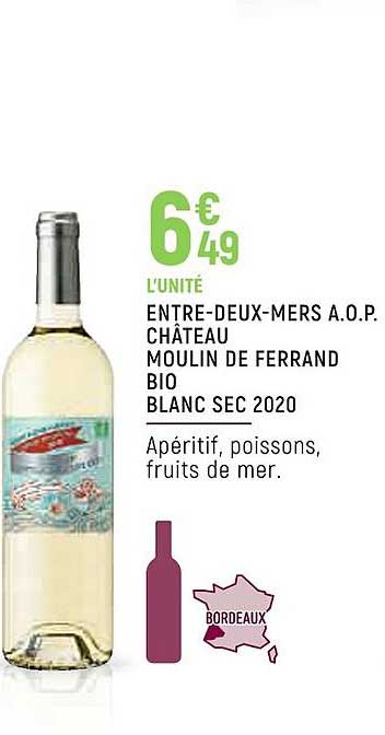 entre-deux-mers a.o.p. château moulin de ferrand bio blanc sec 2020