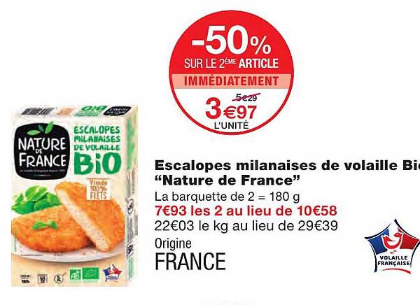 Escalopes Milanaises De Volaille Bio "nature De France"
