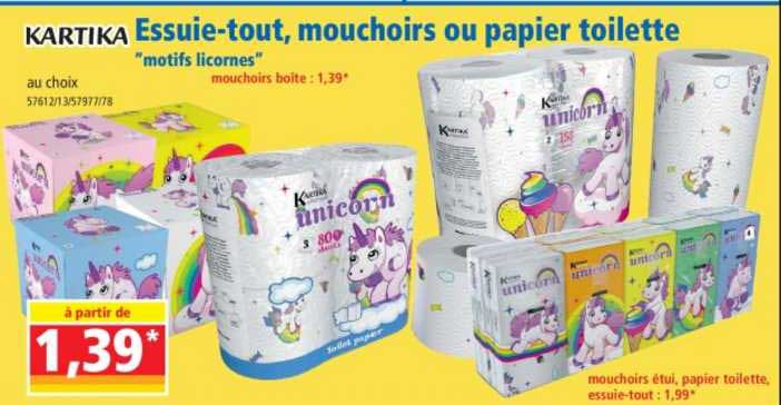 essuie-tout, mouchoirs ou papier toilette kartika