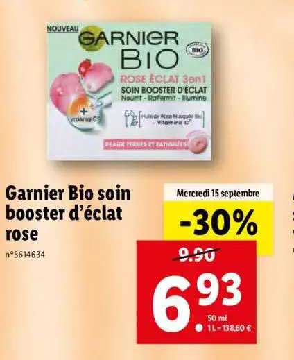 garnier bio soin booster d'éclat rose