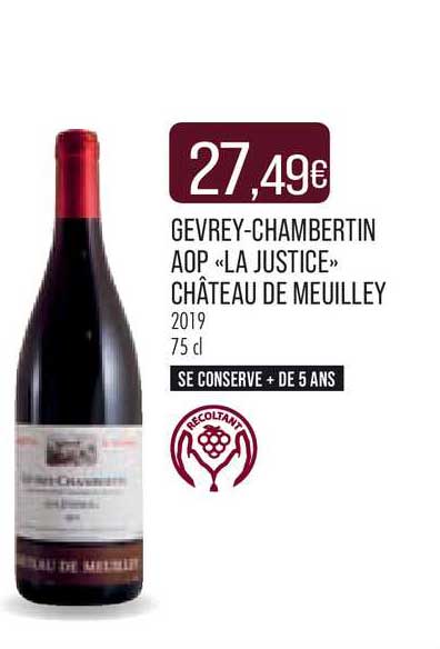 gevrey-chambertin aop «la justice» château de meuilley 2019