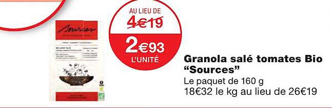 granola salé tomates bio "sources"