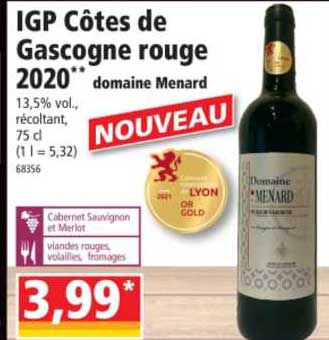igp côtes de gascogne rouge 2020 domaine menard