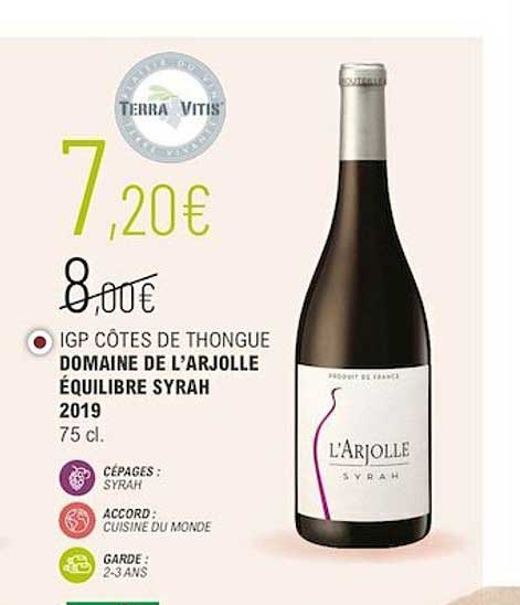 igp côtes de thongue domaine de l'arjolle équilibre syrah 2019