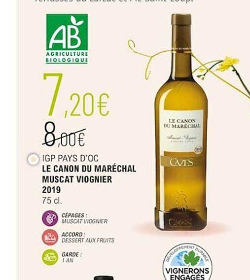 Igp Pays D'oc Le Canon Du Maréchal Muscat Viognier 2019