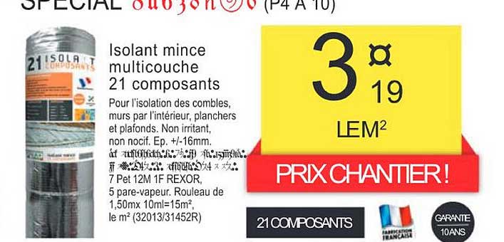 isolant mince multicouche 21 composants