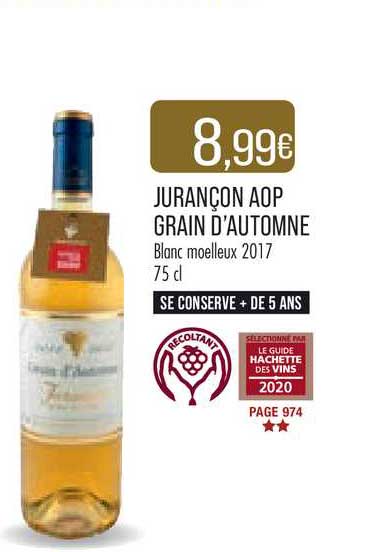 jurançon aop grain d'automne blanc moelleux 2017