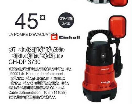 la pompe d'évacuation einhell gh-dp 3730