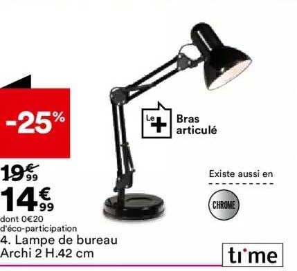 lampe de bureau archi 2 h. 42 cm time